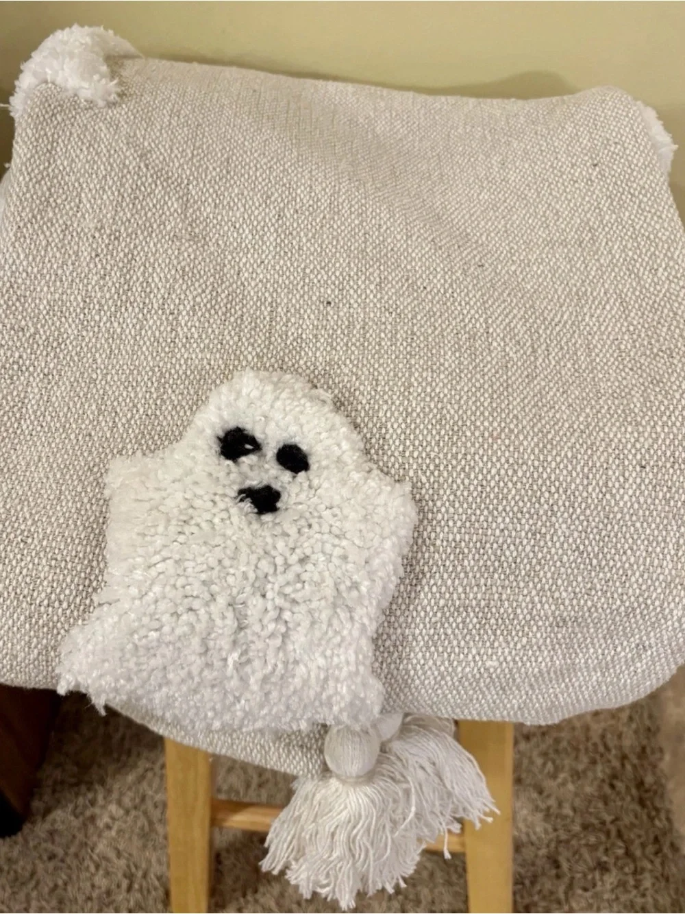 Rachel Zoe Ghost Throw Blanket 50x60 Beige Taupe Tassel Viral Halloween Tik Tok